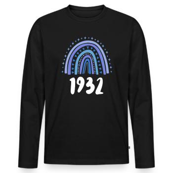 Blue Rainbow Année de naissance née en 1932 - T-shirt manches longues Premium bio Homme - noir - Devant - Nico (187cm)