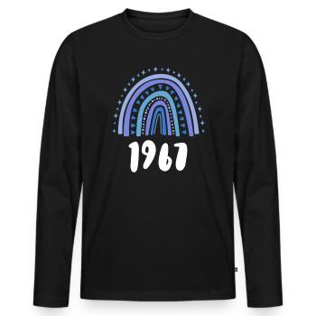 Blue Rainbow Year of birth born 1967 - Men's Premium Organic Long Sleeve Shirt - black - Front - Nico (187cm)