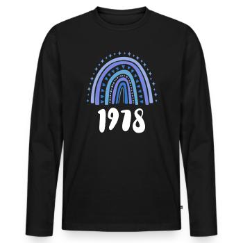 Blue Rainbow Year of birth born 1978 - Men's Premium Organic Long Sleeve Shirt - black - Front - Nico (187cm)