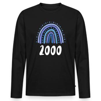 Blue Rainbow Year of birth born in 2000 - Men's Premium Organic Long Sleeve Shirt - black - Front - Nico (187cm)
