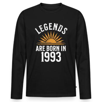 Legenden sind in 1993 geboren – Geschenkidee - Männer Premium Bio Langarmshirt - Schwarz - Vorne - Nico (187cm)