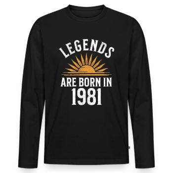 Legenden sind in 1981 geboren – Geschenkidee - Männer Premium Bio Langarmshirt - Schwarz - Vorne - Nico (187cm)