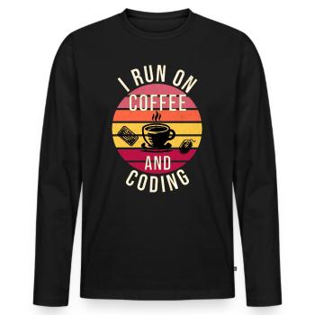 I Run on Coffee and Coding – Programmierer Stil - Männer Premium Bio Langarmshirt - Schwarz - Vorne - Nico (187cm)