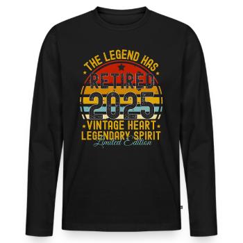 Legend has retired 2025 VINTAGE RETIRED 2025 - T-shirt manches longues Premium bio Homme - noir - Devant - Nico (187cm)