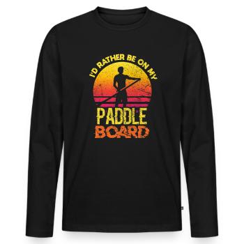 SUP Stand Up Paddle Sports nautiques Surf cadeau - T-shirt manches longues Premium bio Homme - noir - Devant - Nico (187cm)