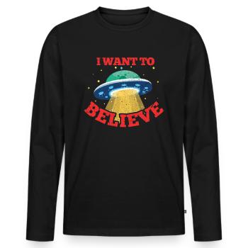 UFO - Men's Premium Organic Long Sleeve Shirt - black - Front - Nico (187cm)