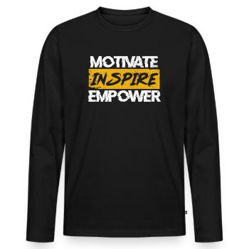 motivation - T-shirt manches longues Premium bio Homme - noir - Devant - Nico (187cm)