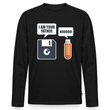 Disquette USB - T-shirt manches longues Premium bio Homme - noir - Devant - Nico (187cm)