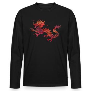 Red Tribal Dragon Artistic Chinese Dragon Gift - Men's Premium Organic Long Sleeve Shirt - black - Front - Nico (187cm)