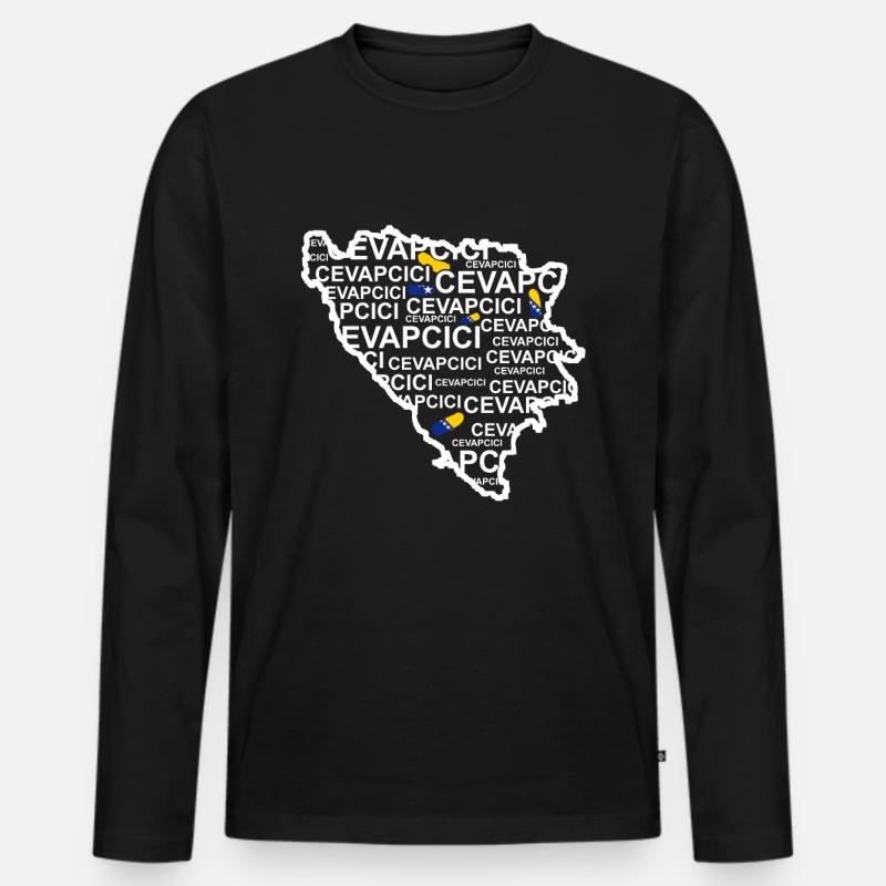 Cevapcici Bosnien Hackfleisch Wurst - Männer Premium Bio Langarmshirt - Schwarz