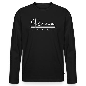 Rom - Männer Premium Bio Langarmshirt - Schwarz - Vorne - Nico (187cm)