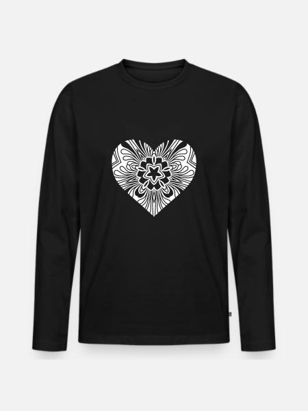 heart - Men's Premium Organic Long Sleeve Shirt - black
