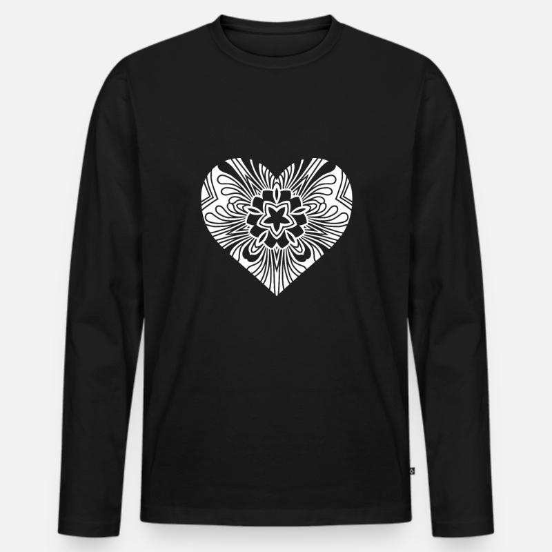 Herz - Männer Premium Bio Langarmshirt - Schwarz