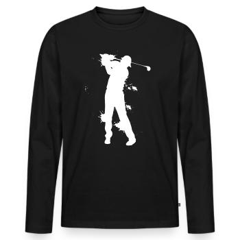 Golfer Golfen Abschlag - Männer Premium Bio Langarmshirt - Schwarz - Vorne - Nico (187cm)