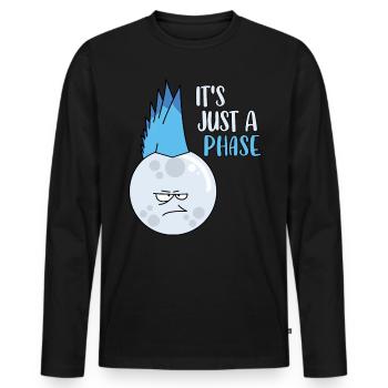 Es ist nur eine Phase Lustiger Vollmond Wortspiel Mondzyklus - Männer Premium Bio Langarmshirt - Schwarz - Vorne - Nico (187cm)