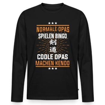 Coole Opas machen Kendo - Männer Premium Bio Langarmshirt - Schwarz - Vorne - Nico (187cm)