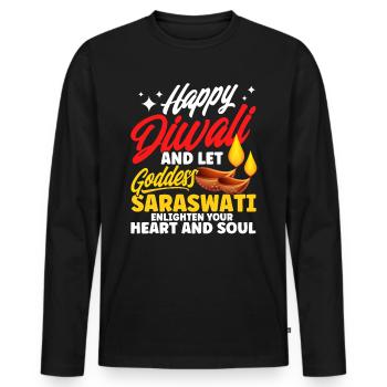 Diwali Hindus Sikh Festival of Lights Gift - Men's Premium Organic Long Sleeve Shirt - black - Front - Nico (187cm)