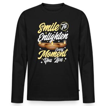 Diwali Hindus Sikh Festival of Lights Gift - Men's Premium Organic Long Sleeve Shirt - black - Front - Nico (187cm)