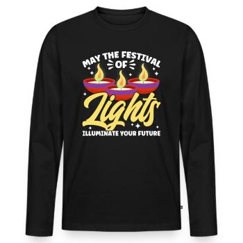 Diwali Hindus Sikh Festival of Lights Gift - Men's Premium Organic Long Sleeve Shirt - black - Front - Nico (187cm)