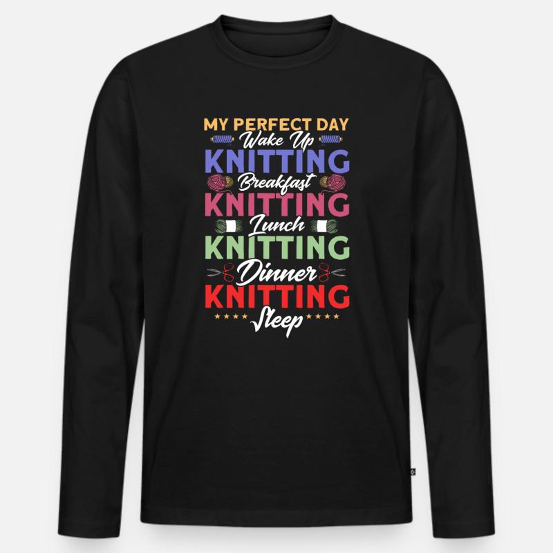 Stricken Stoff Stricken Stricken Geschenk - Männer Premium Bio Langarmshirt - Schwarz