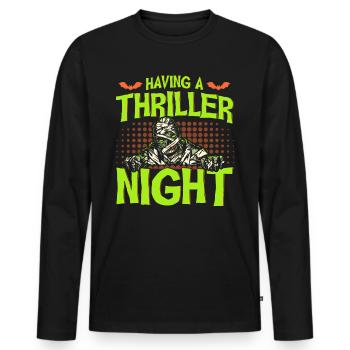 Horreur Halloween Thriller Nuit Maman Creepy - T-shirt manches longues Premium bio Homme - noir - Devant - Nico (187cm)