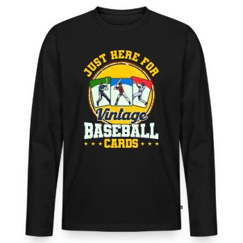 Collector of Baseball Card Collector Gift - Men's Premium Organic Long Sleeve Shirt - black - Front - Nico (187cm)