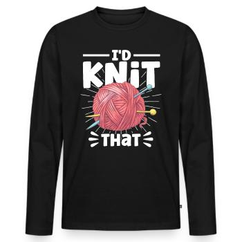 Knitting Fabric Knitting Knitting Gift - Men's Premium Organic Long Sleeve Shirt - black - Front - Nico (187cm)