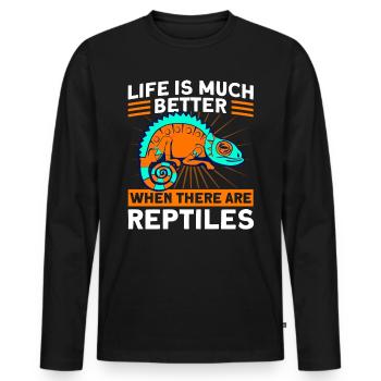 Reptile Lovers Reptile Snake Gift - Men's Premium Organic Long Sleeve Shirt - black - Front - Nico (187cm)