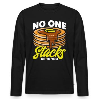 Pancakes Day Breakfast Pancakes Pancakes Pancakes - Men's Premium Organic Long Sleeve Shirt - black - Front - Nico (187cm)
