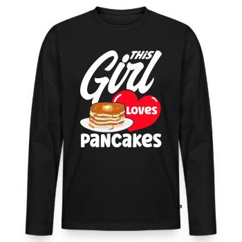 Pancakes Day Breakfast Pancakes Pancakes Pancakes - Men's Premium Organic Long Sleeve Shirt - black - Front - Nico (187cm)