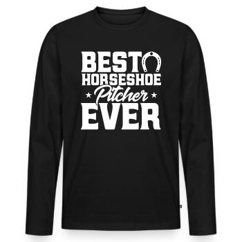 Hufeisen-Wurfspiel Hufeisen Werfen Hufeisen-Werfen - Männer Premium Bio Langarmshirt - Schwarz - Vorne - Nico (187cm)