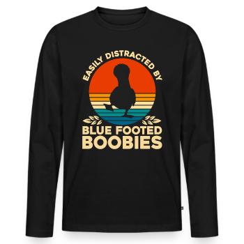 Seevogel Blaufußtölpel Vogelbeobachter Geschenk - Männer Premium Bio Langarmshirt - Schwarz - Vorne - Nico (187cm)