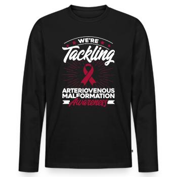 Rote Schleife Arteriovenöse Malformation Unterstüt - Männer Premium Bio Langarmshirt - Schwarz - Vorne - Nico (187cm)