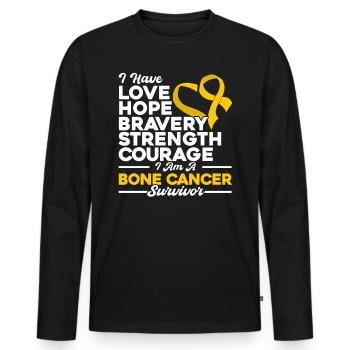 Bone Cancer Awareness Bone Cancer Survivor - Men's Premium Organic Long Sleeve Shirt - black - Front - Nico (187cm)