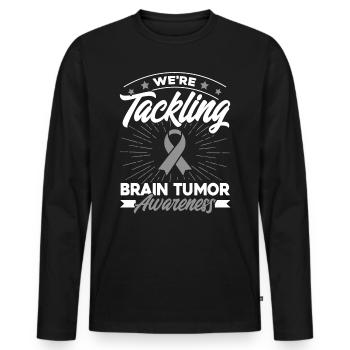 Grey Loop Brain Tumor Support Brain Tumor Ü - Men's Premium Organic Long Sleeve Shirt - black - Front - Nico (187cm)