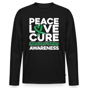 Zerebrale Lähmung Bewusstsein Grüne Schleife Zereb - Männer Premium Bio Langarmshirt - Schwarz - Vorne - Nico (187cm)