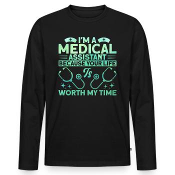 Certified Medical Assistant Medical - Men's Premium Organic Long Sleeve Shirt - black - Front - Nico (187cm)