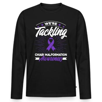 Purple Bow Chiari Malformation Support Ch - T-shirt manches longues Premium bio Homme - noir - Devant - Nico (187cm)