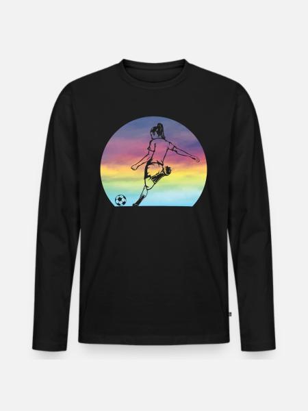 Women's Soccer Silhouette Retro Sunset Girls - Men's Premium Organic Long Sleeve Shirt - black