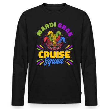 Mardi Gras Cruise Squad Mardi Gras Gift - Men's Premium Organic Long Sleeve Shirt - black - Front - Nico (187cm)