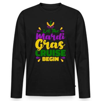 Que la croisière Mardi Gras commence Mardi Gra - T-shirt manches longues Premium bio Homme - noir - Devant - Nico (187cm)
