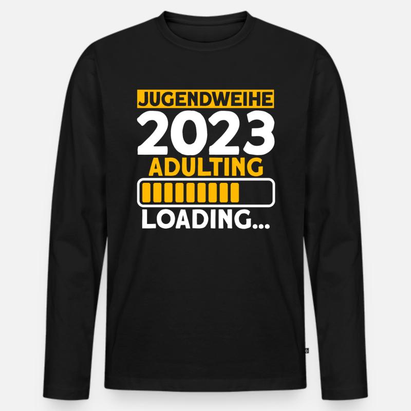 Jugendweihe 2023 Adulting Loading… Geschenk - Männer Premium Bio Langarmshirt - Schwarz