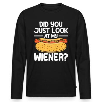 Découvrez mon cadeau de hot-dog à la saucisse - T-shirt manches longues Premium bio Homme - noir - Devant - Nico (187cm)