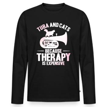 Tuba Tuba und Katzen Geschenk - Männer Premium Bio Langarmshirt - Schwarz - Vorne - Nico (187cm)
