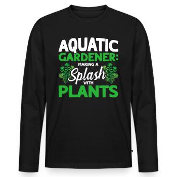 Jardiniers aquatiques Transpiration avec les plantes - T-shirt manches longues Premium bio Homme - noir - Devant - Nico (187cm)