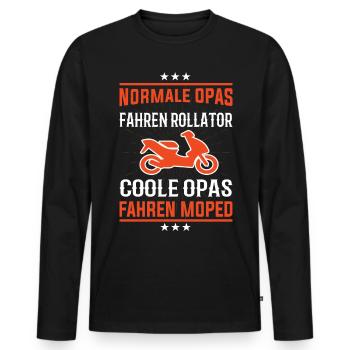Coole Opas fahrer Moped Design - Männer Premium Bio Langarmshirt - Schwarz - Vorne - Nico (187cm)