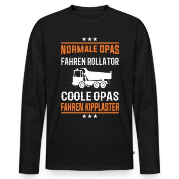 Coole Opas fahren Kipplaster Design - Männer Premium Bio Langarmshirt - Schwarz - Vorne - Nico (187cm)