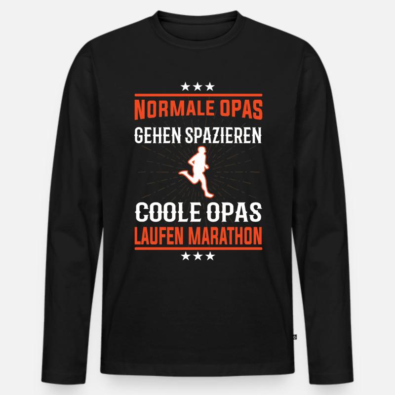 Coole Opas laufen Marathon - Männer Premium Bio Langarmshirt - Schwarz