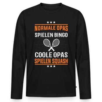 Coole Opas spielen Squash Design - Männer Premium Bio Langarmshirt - Schwarz - Vorne - Nico (187cm)