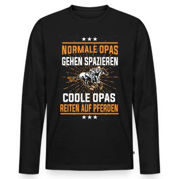 Equestrian Grandpa - Men's Premium Organic Long Sleeve Shirt - black - Front - Nico (187cm)